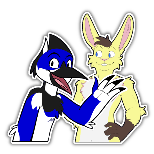 Malet the magpie and Rabyte the rabite waving